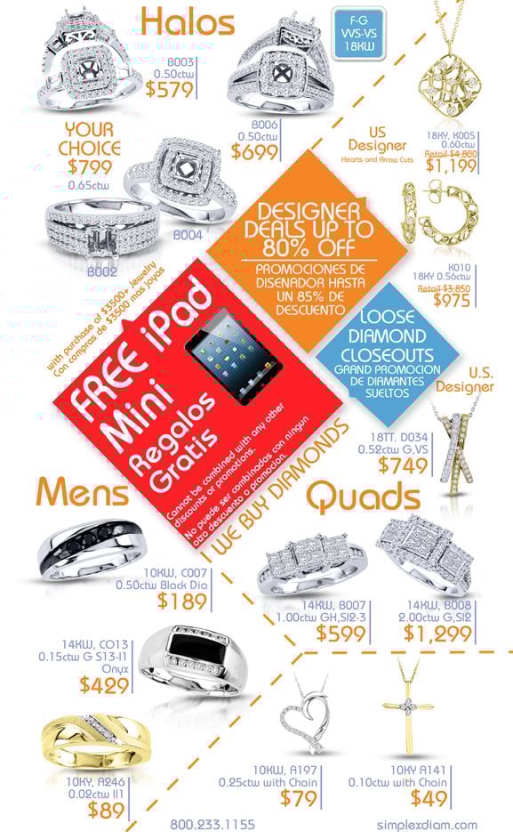 Free iPad Mini, 18K VS Halos, & More