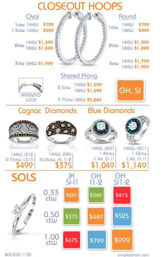 Hoops, Sols, Cognac & Blue Diamond Jewelry